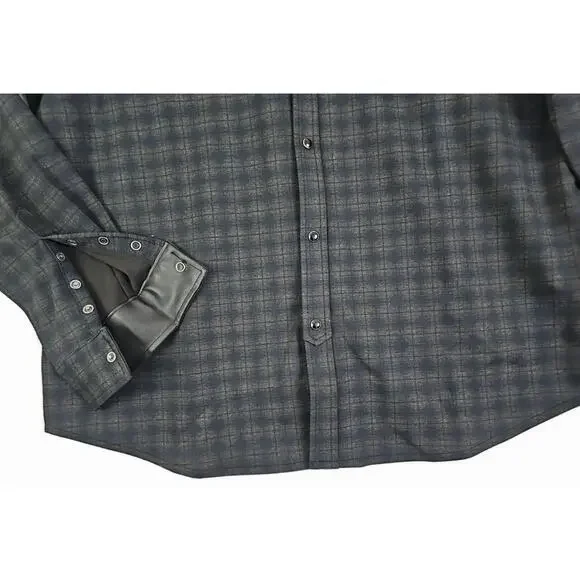 Scott James ~Men's Size XL~ Heavy Shirt Navy/Black Plaid Pearl Snap Button Down.